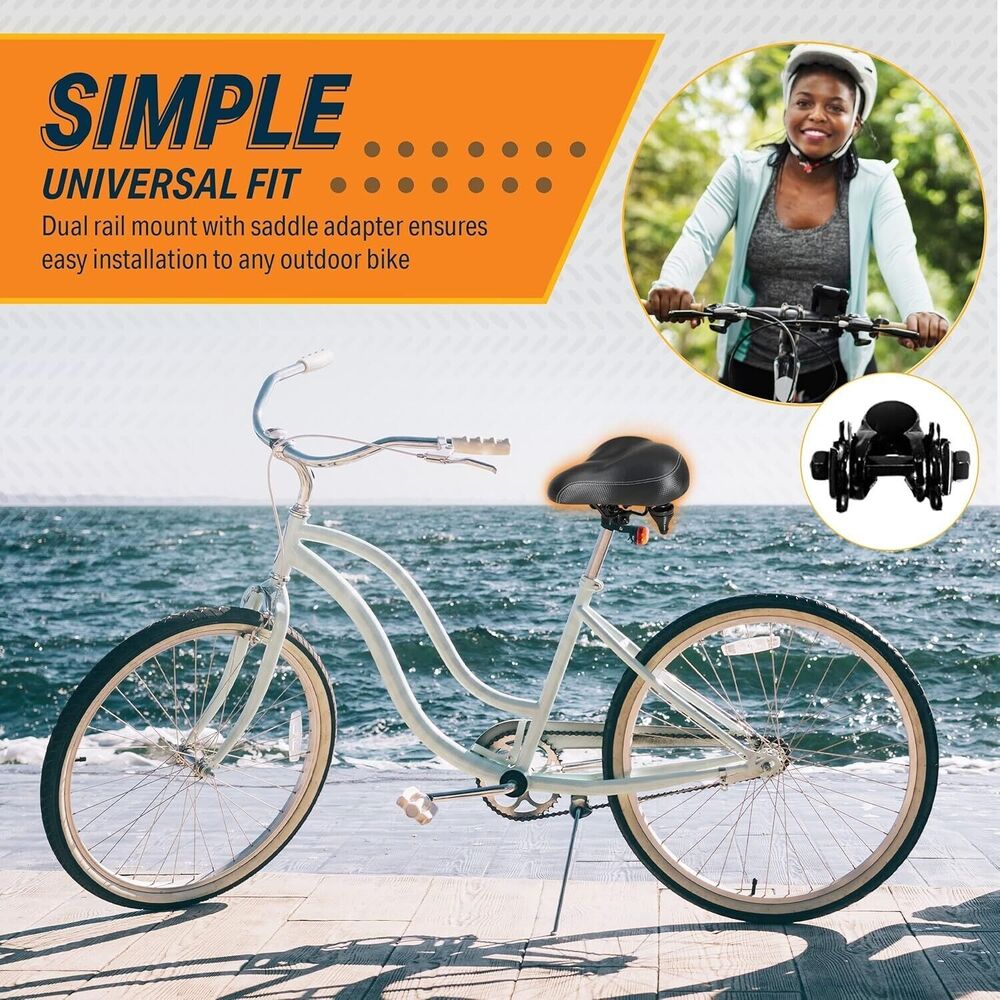 Bikeroo Extra Wide Replacement Saddle Seat Bike Indoor Outdoor Bicycles w Cover - Picture 8 of 13
